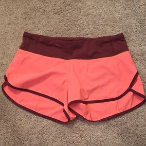 lululemon athletica Coral Pink and Maroon Athletic Shorts